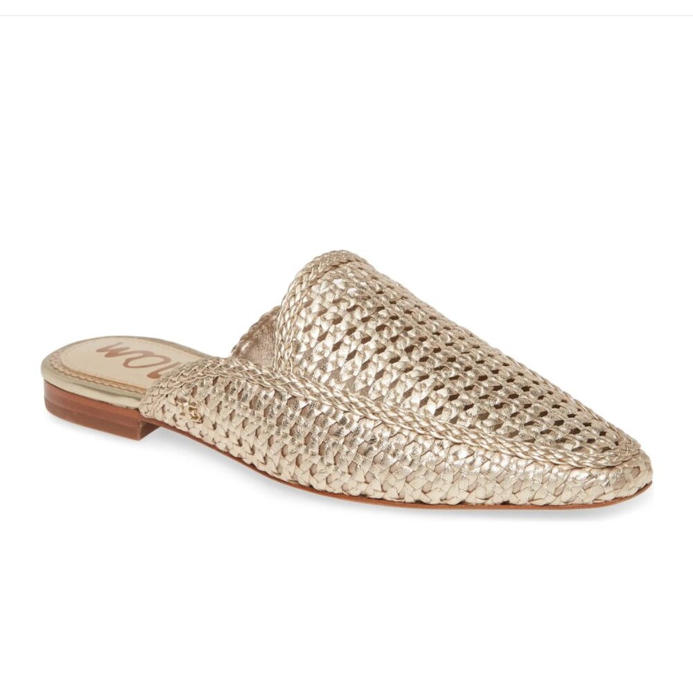 Sam Edelman gold woven mules